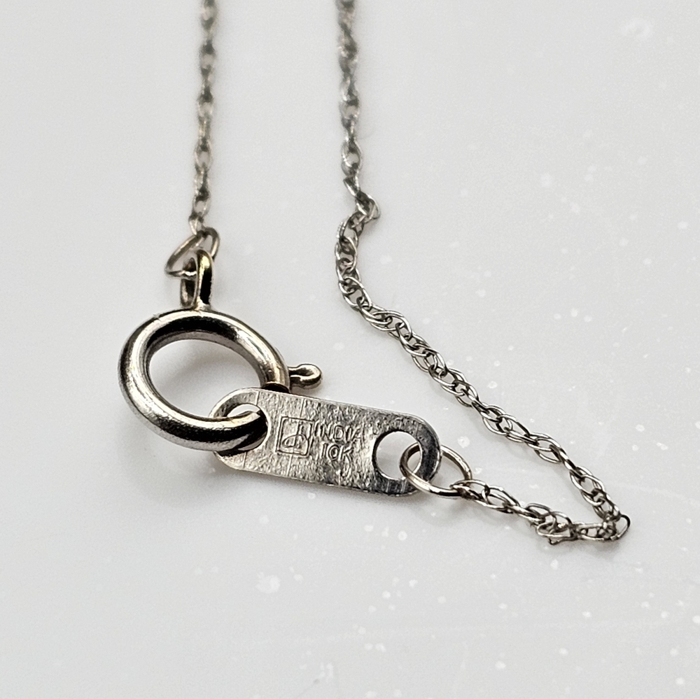 10k Solid Genuine Diamond Heart Crossover Pendant With Chain White Gold - Picture 7 of 9